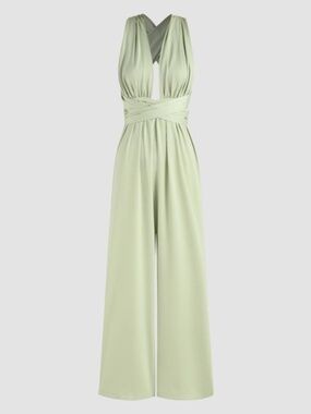 NWT Mint Satin Halter Jumpsuit